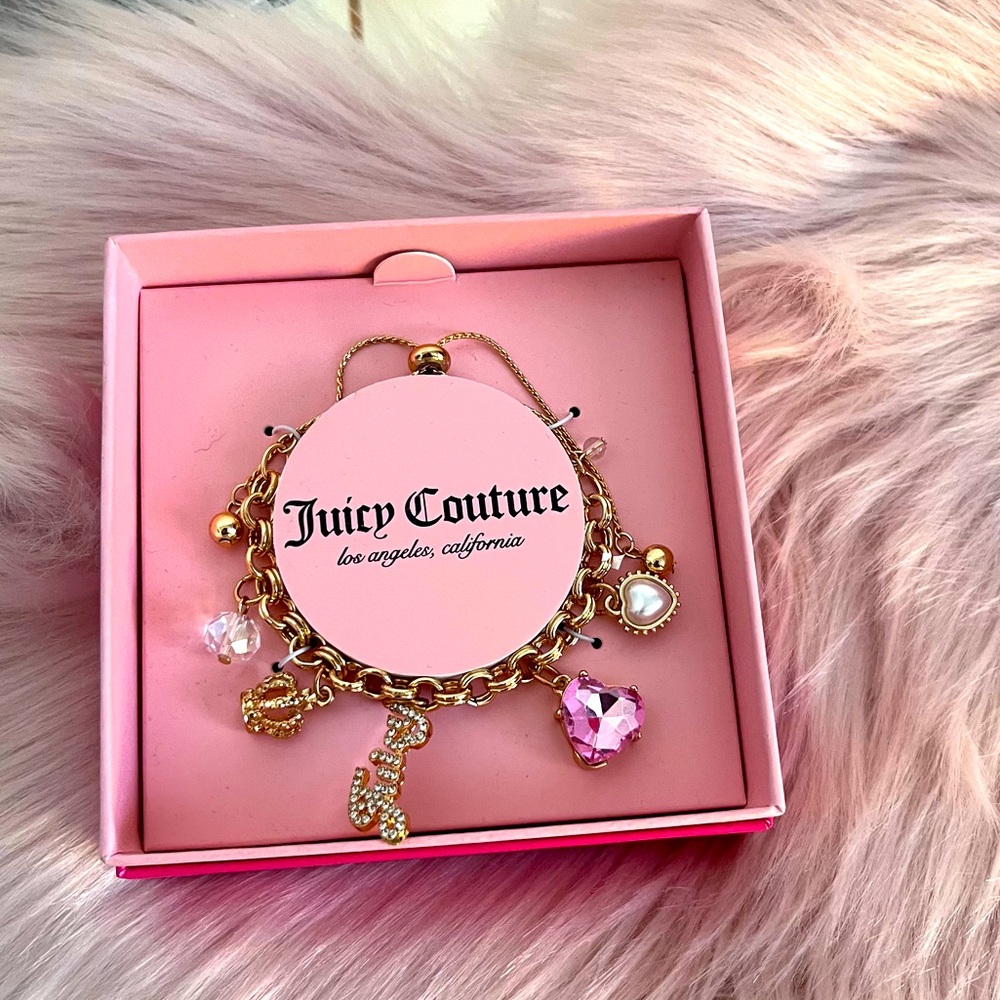 Juicy Couture Gold and Pink Charm Bracelet